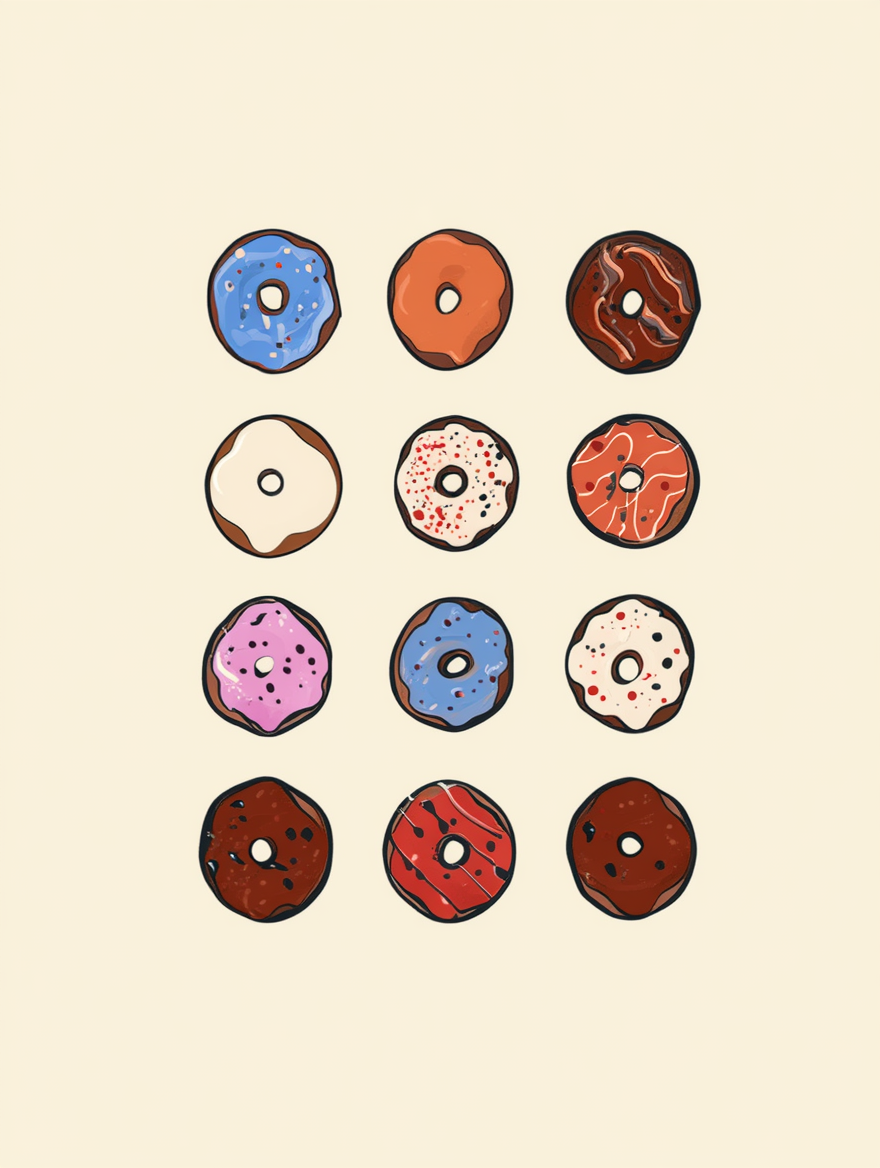 Donuts – Colorful Food Illustration Art Print