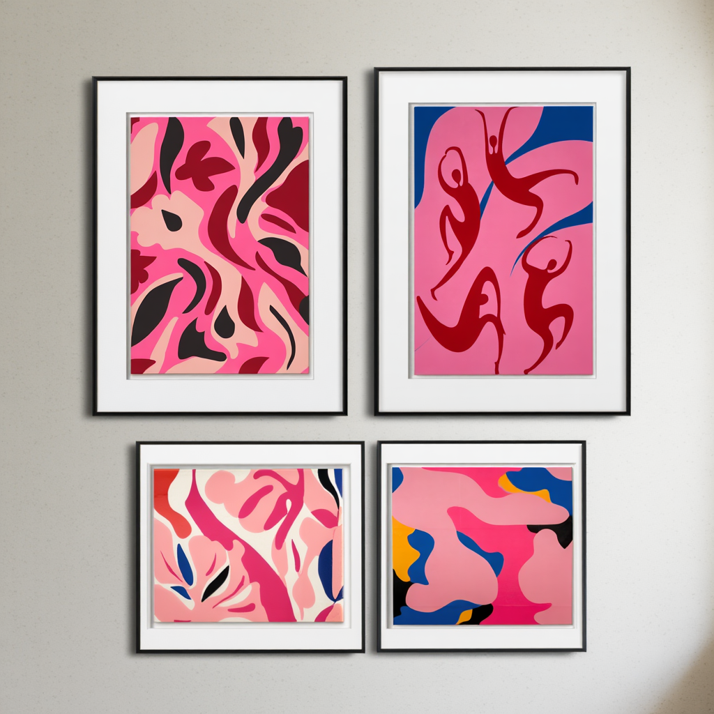 Matisse-Inspired Flower Tiger Coral Pink – Abstract Vintage Posters