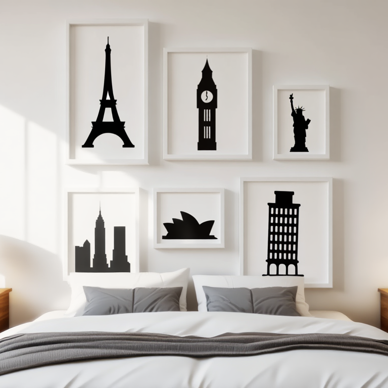 Famous Landmarks Silhouette Collection – Dining Room Set of 6