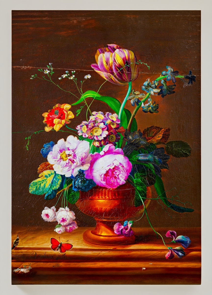 Flower Still Life in Vase – Johann Baptist Drechsle (1805) | Classic Botanical Art Print
