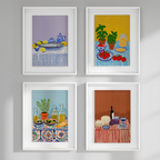 4 Mediterranean Diet Prints – Colorful Kitchen & Dining Wall Art - Hakyarts