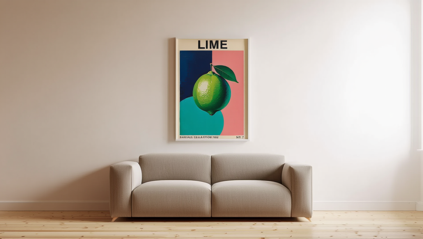 Bauhaus Lime Poster – Modern Geometric Wall Art Print
