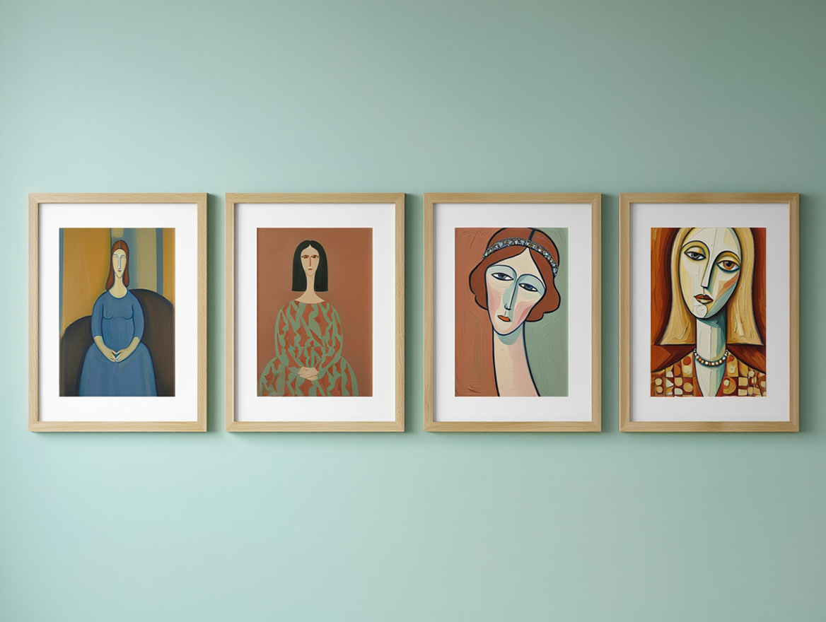 Modigliani Silhouettes – Expressionist Portrait Print