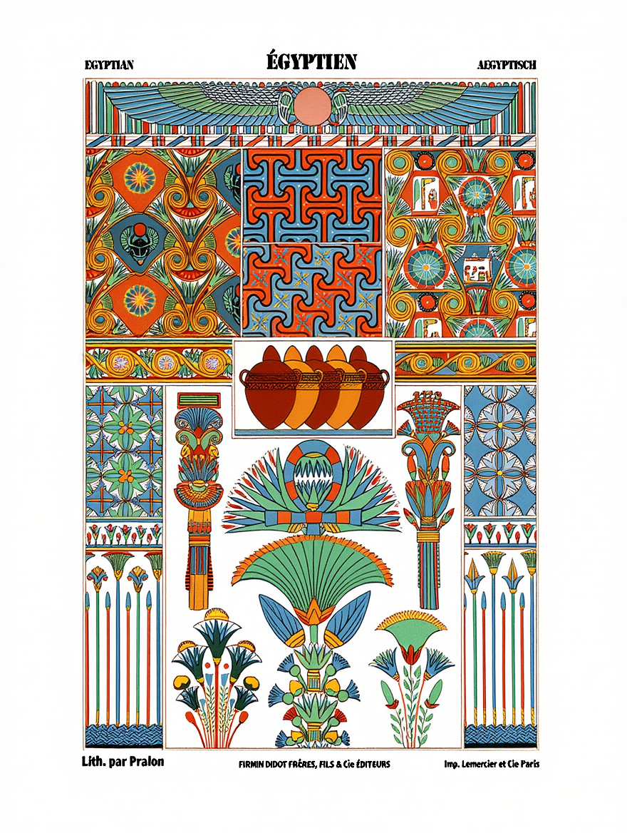 Auguste Racinet – Égyptien Print – XVI Century Vintage Historical Art Poster