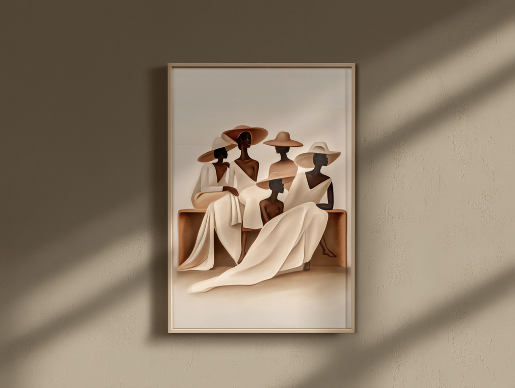 Elegant Together – Black Women Sitting Print