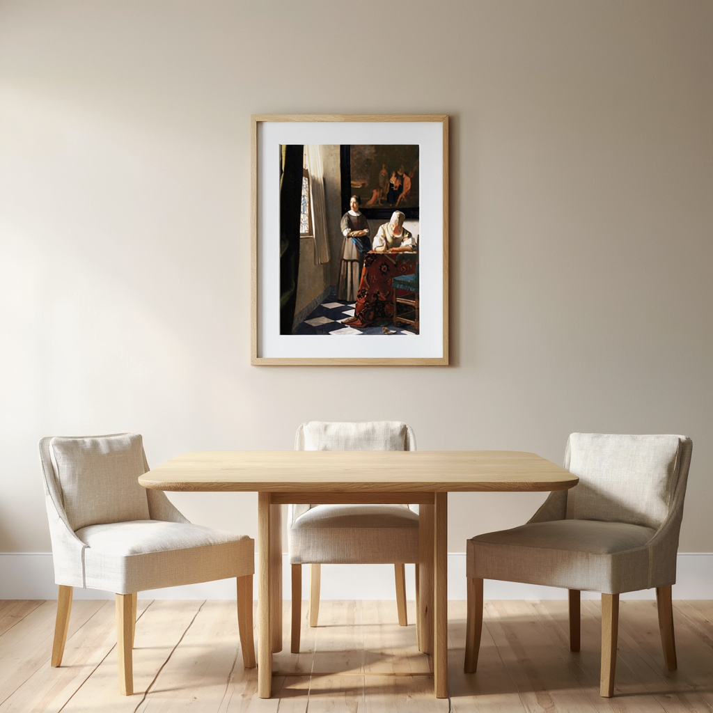 Johannes Vermeer – Lady Writing a Letter with her Maid - Classic Dutch Masterpiece Art Print