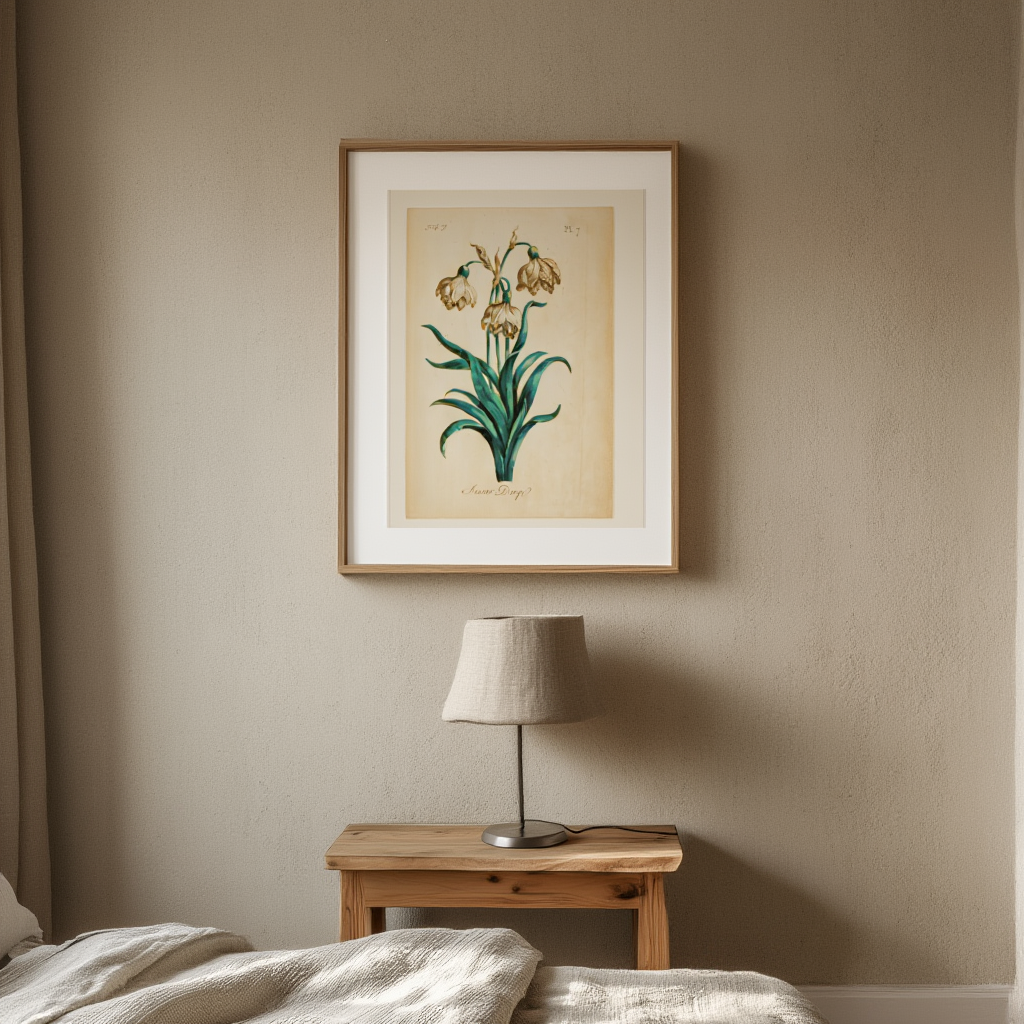 Snow Drop Art Print by Carington Bowles – Elegant Botanical Wall Decor