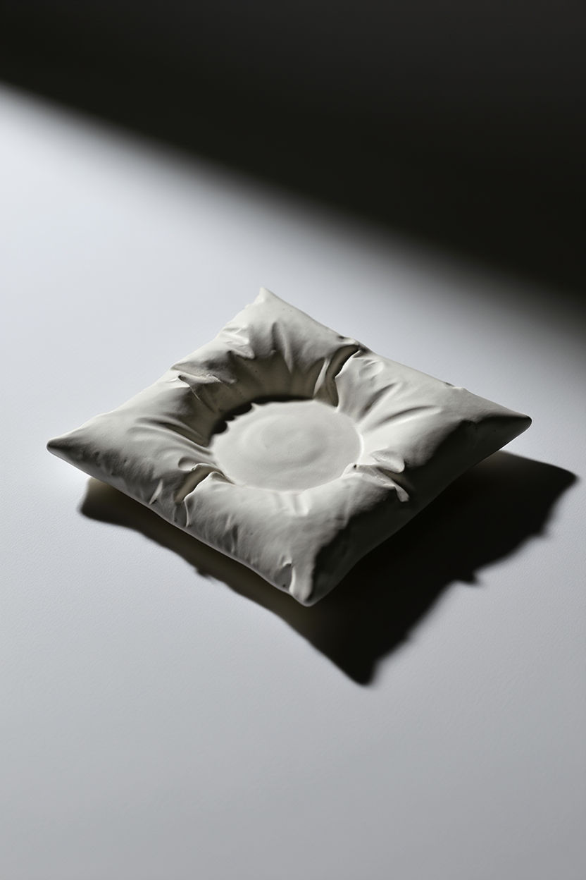 Minimalist Pillow Shaped Candle Tray – White Cream  Home Decor