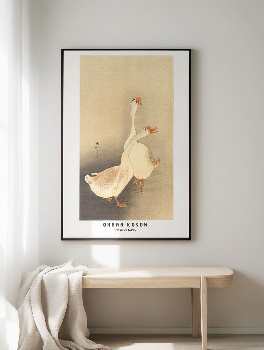 Ohara Koson - Two White Geese Poster
