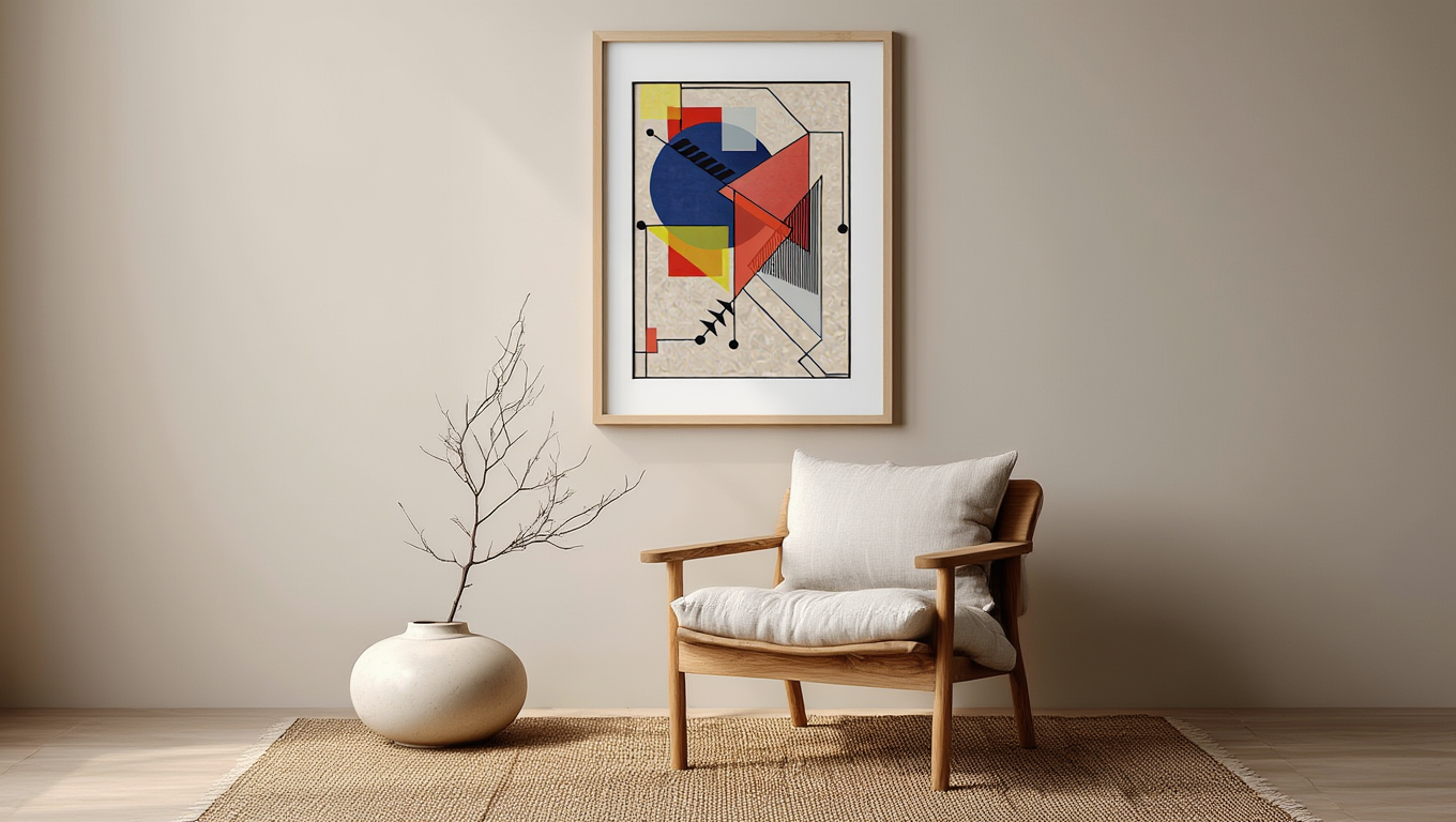 Midcentury Bauhaus Design Print – Modern Abstract Art Poster
