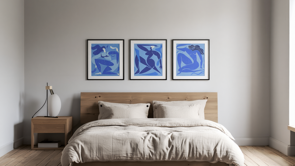 Abstract Blue Matisse Line Girl – Set of 3