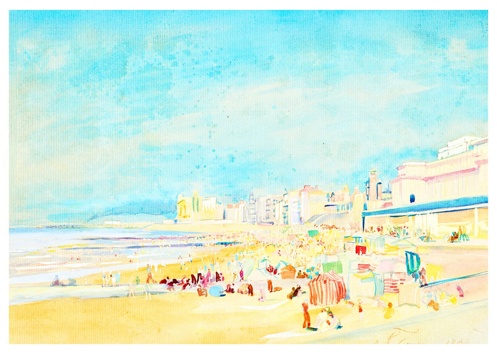 Coastal Summer Wall Art Set of 3 – Vintage Seascape, Sardine Illustration & Modern Summer Swim Print