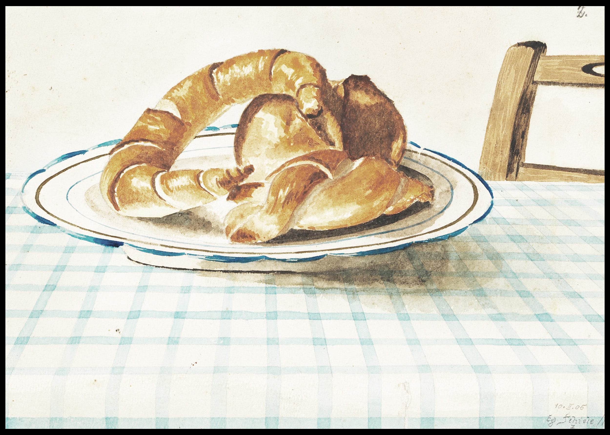 Egon Schiele - Still Life with Plate of Pastries - Hakyarts