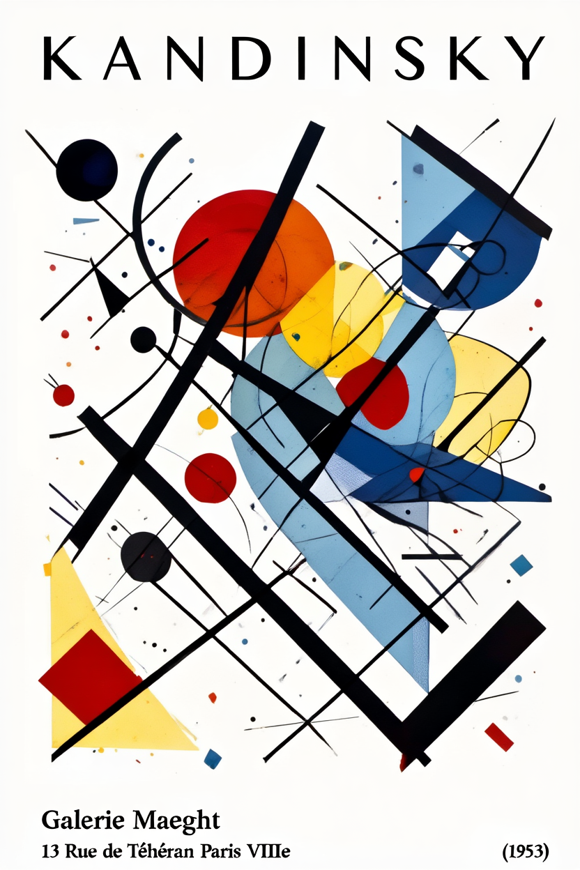 Kandinsky Abstract Geometry  – 6 Colorful Bauhaus Prints | Modern Gallery Wall Décor for Living Room, Bedroom & Office