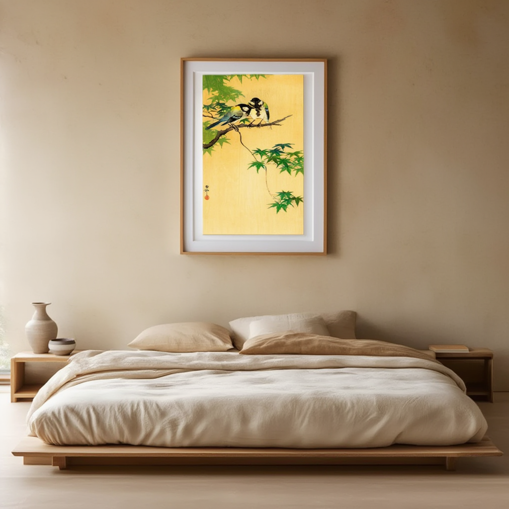 Ohara koson - bryster på ahorn plakat