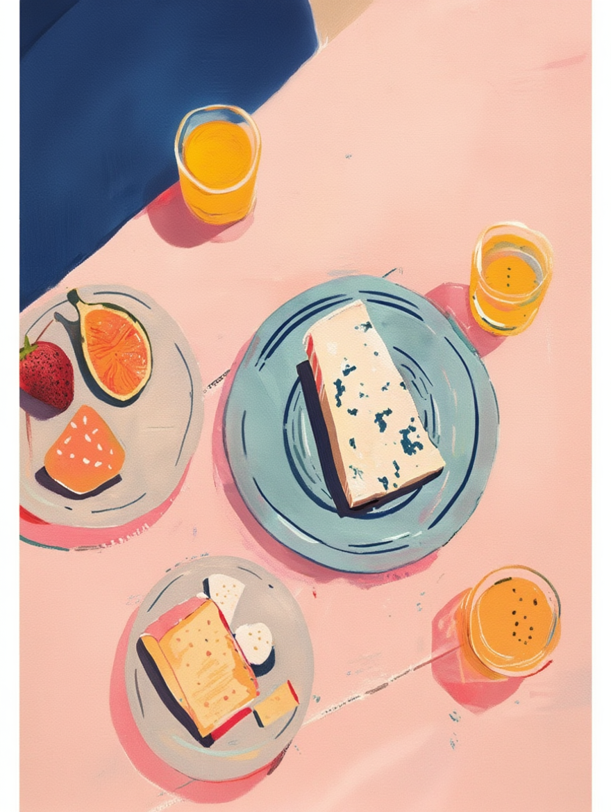 Blue Cheese Table Art Print – Minimalist Food & Culinary Wall Art