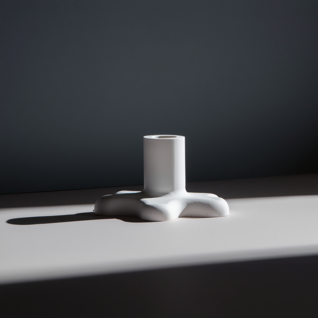 Minimalist Flower Shaped Plaster Candle Holder – White Cream  Home Decor