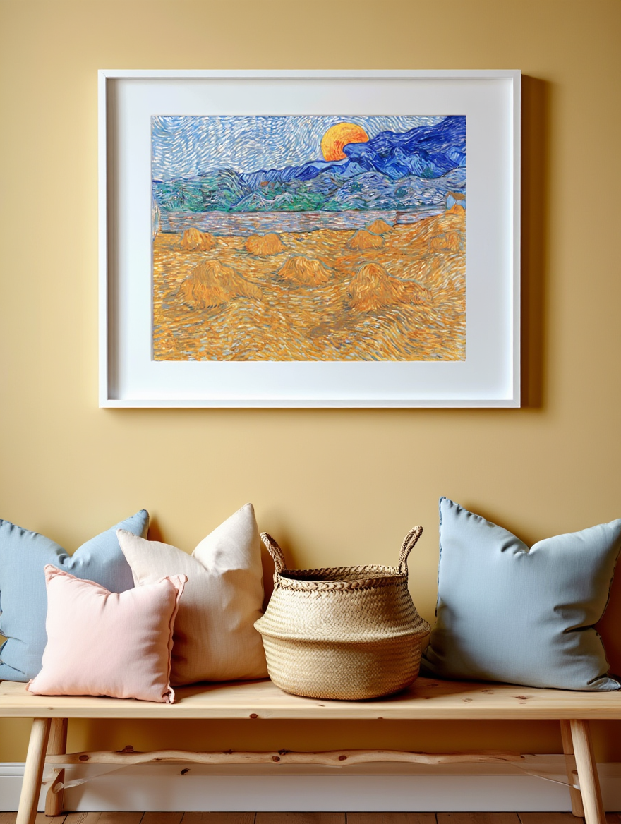 Vincent Van Gogh - Landscape with Wheat Sheaves and Rising Moon Poster