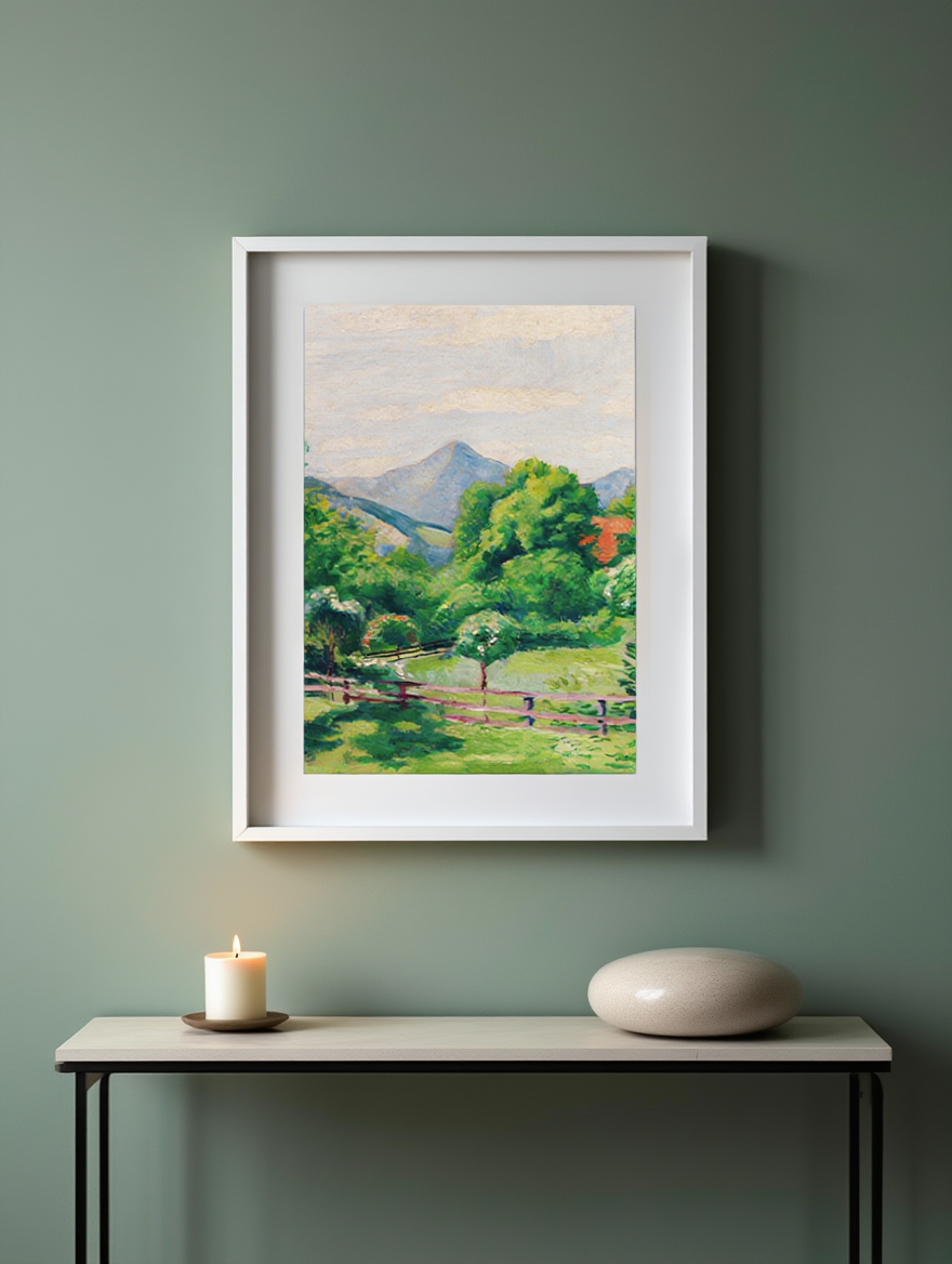 August Macke - Garden in Tegernsee with House and Mountain