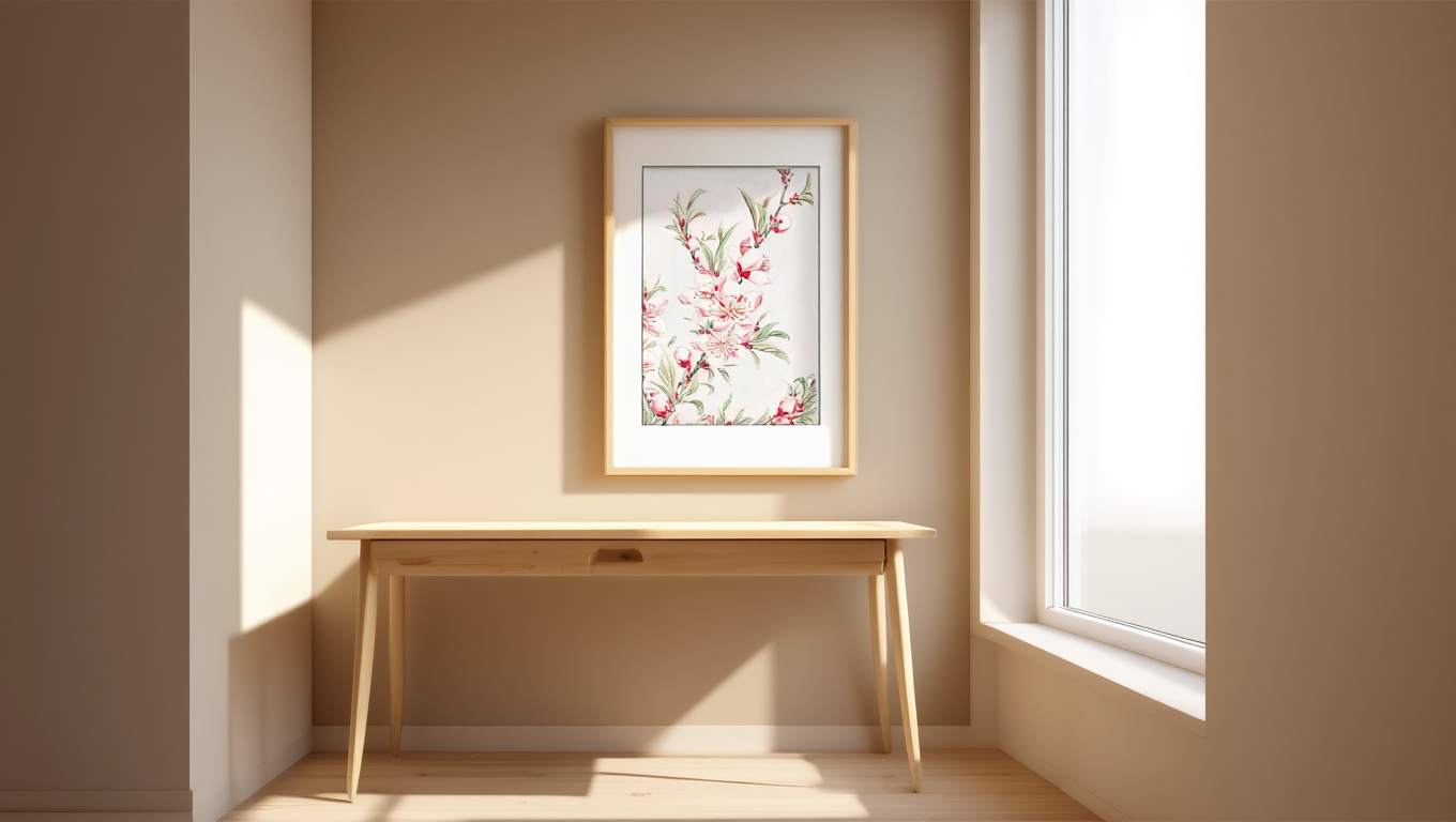 Megata Morikaga – Peach Tree Branches with Leaves and Blossoms | Art Print