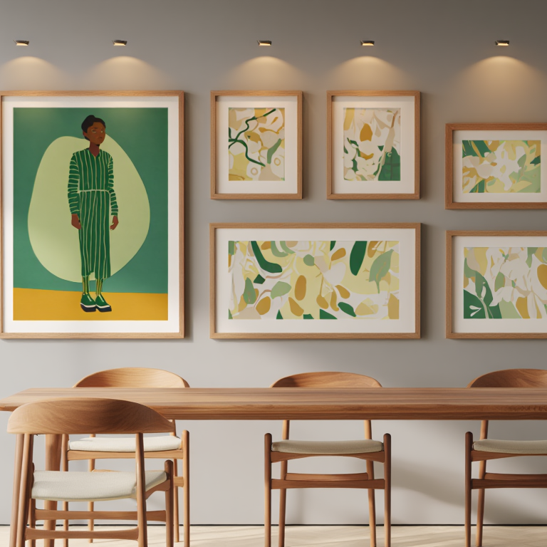 Green Striped Girl – Set of 5 Modern Art Prints