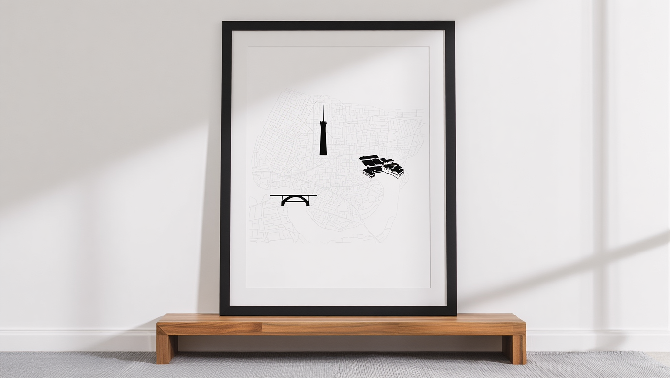 Porto City Map Poster – Black and White Minimalist Wall Art Print