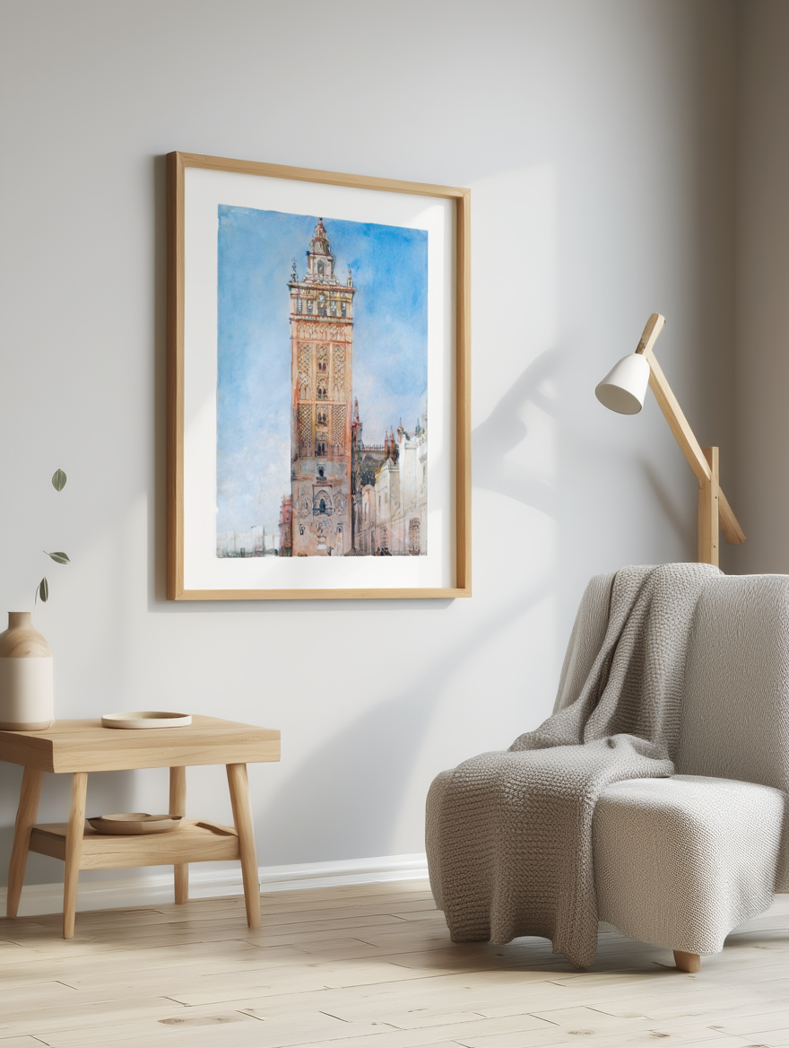 The Giralda, Seville – David Roberts (1833) | Historic Architecture Art Print - Hakyarts