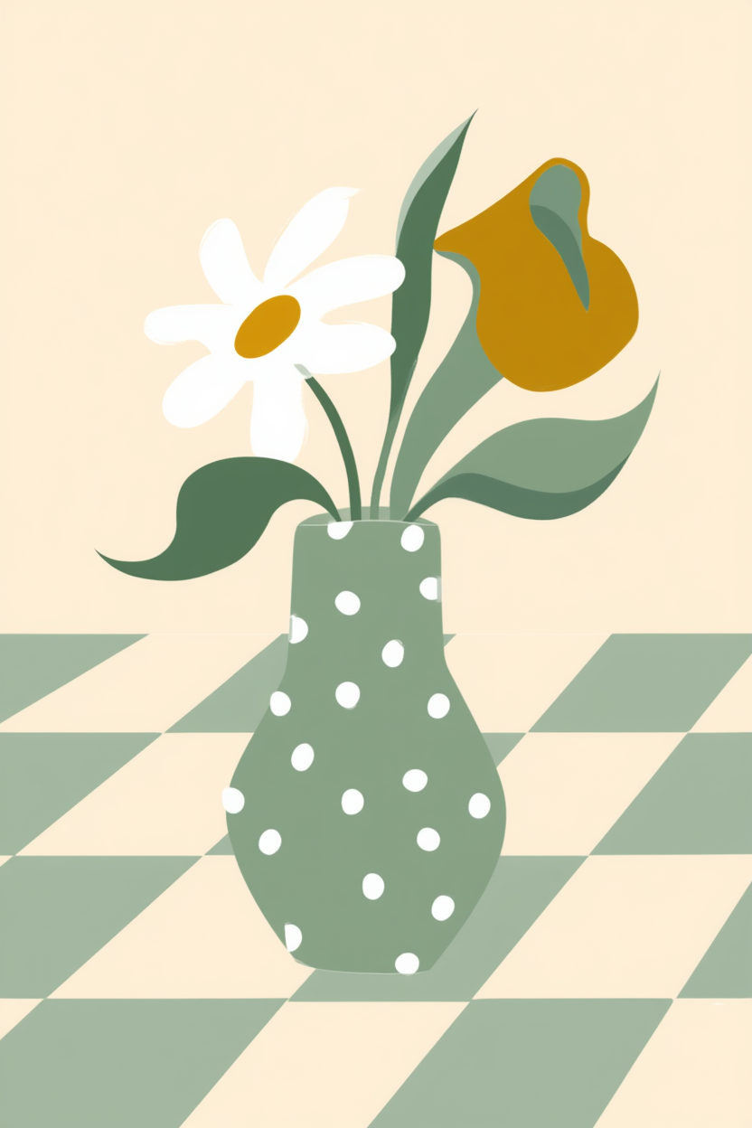 Quiet Arrangement – Vase on Table Art Print - Hakyarts