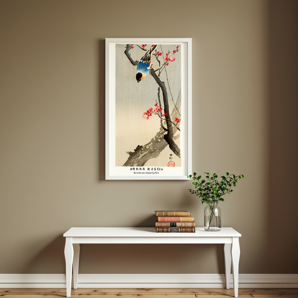 Ohara Koson - Bullfinch on Flowering Tree Poster