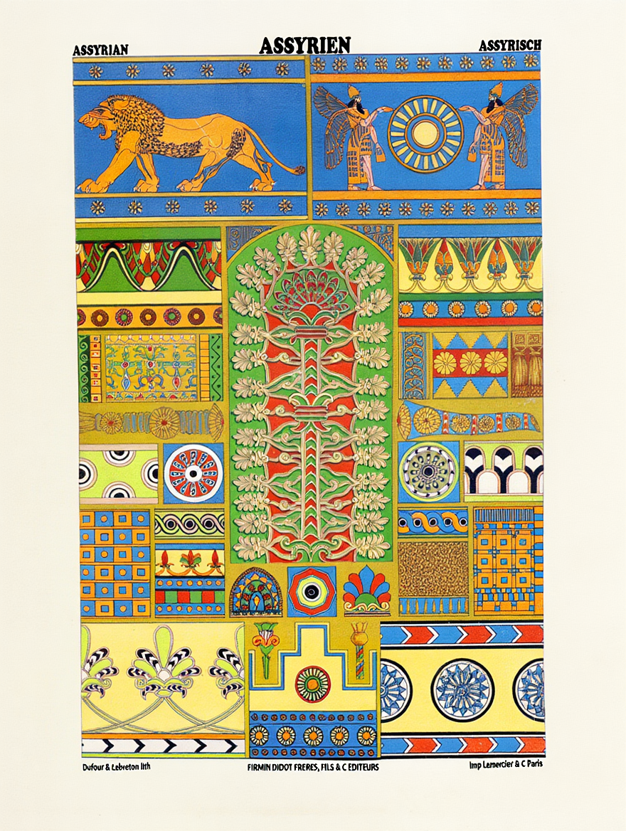 Auguste Racinet – Assyrien Print – XVI Century Vintage Historical Art Poster