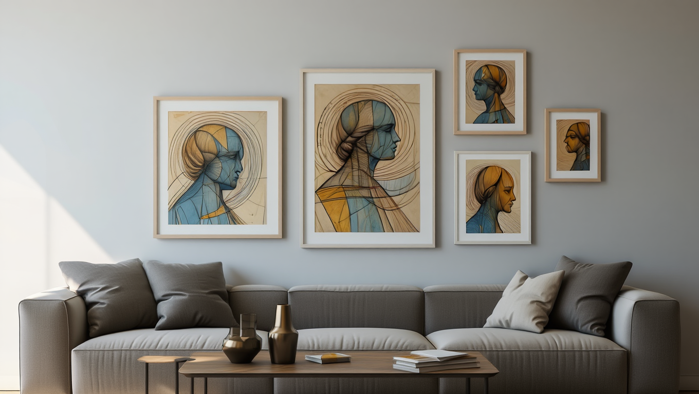 Da Vinci Abstract – Bedroom Set of 5 Inspired Prints