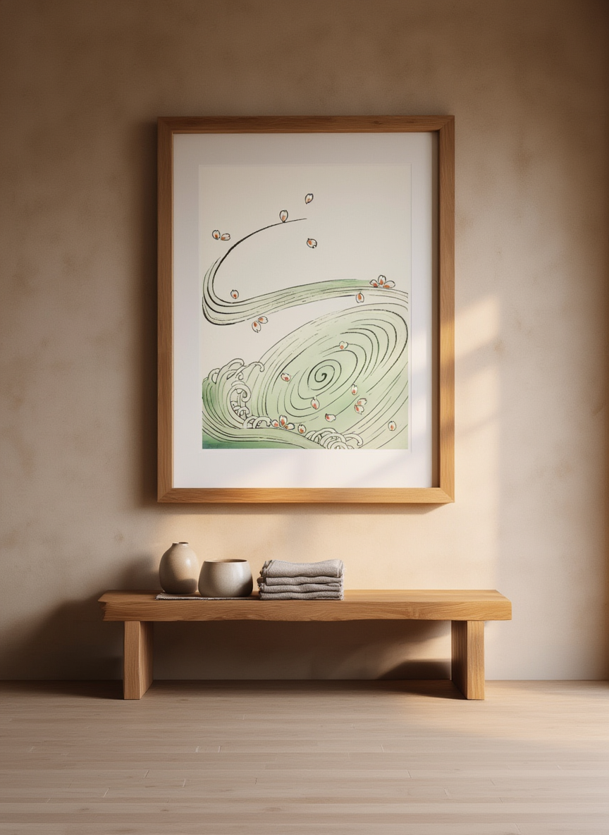 Wind and Flower by Watanabe Seitei – Japanese Meiji Period Nature Art Print