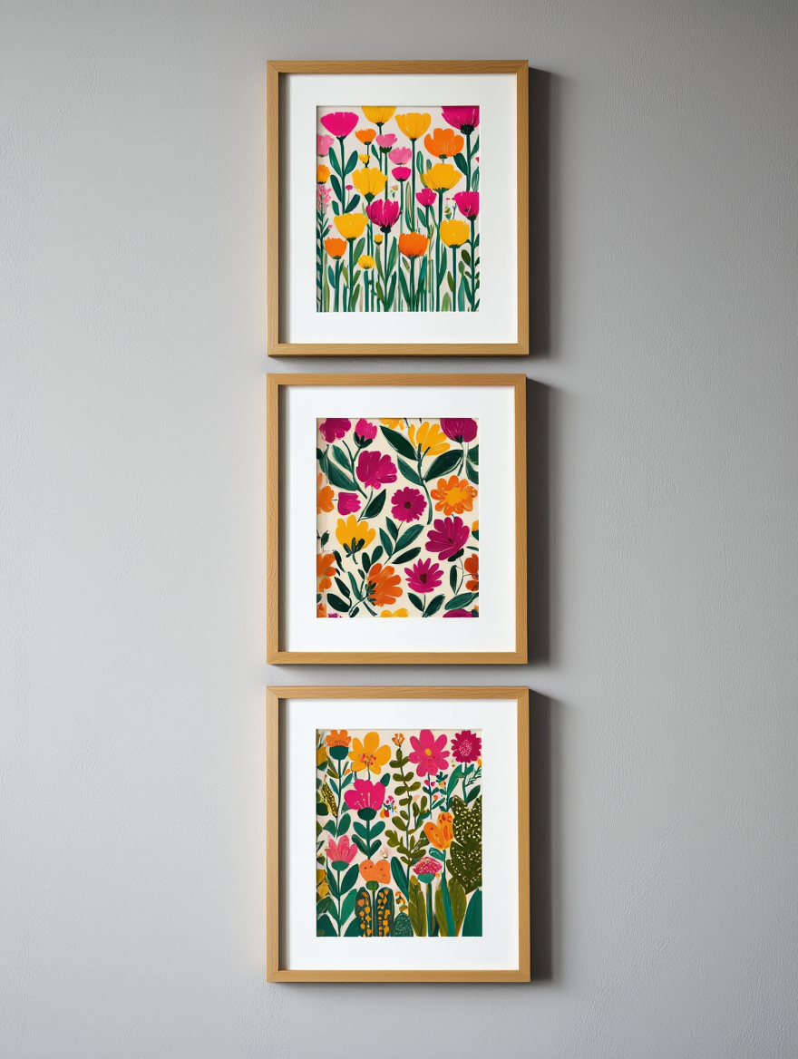 Floral Folk Art – Set of 3 Prints