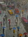 Urban Rainfall – Modern Minimalist Cityscape Art Print