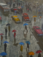 Urban Rainfall – Modern Minimalist Cityscape Art Print