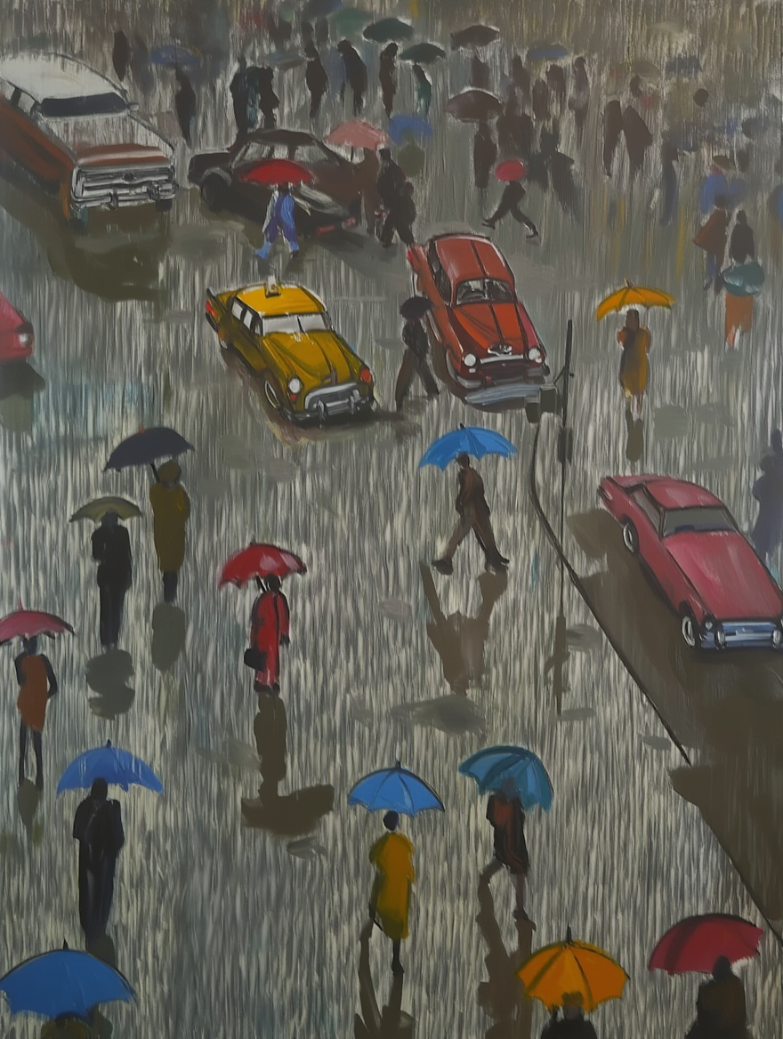 Urban Rainfall – Modern Minimalist Cityscape Art Print