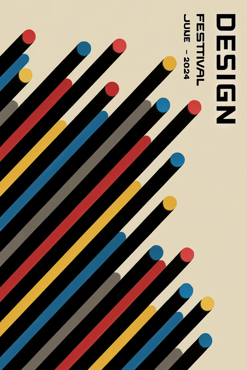 Bauhaus Tubes – Geometric Abstract Art Print