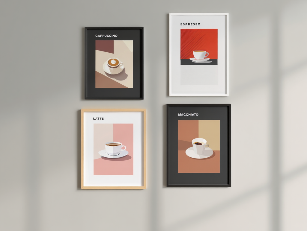 5 Espresso & Latte Coffee Posters – Minimalist Café Wall Art Prints