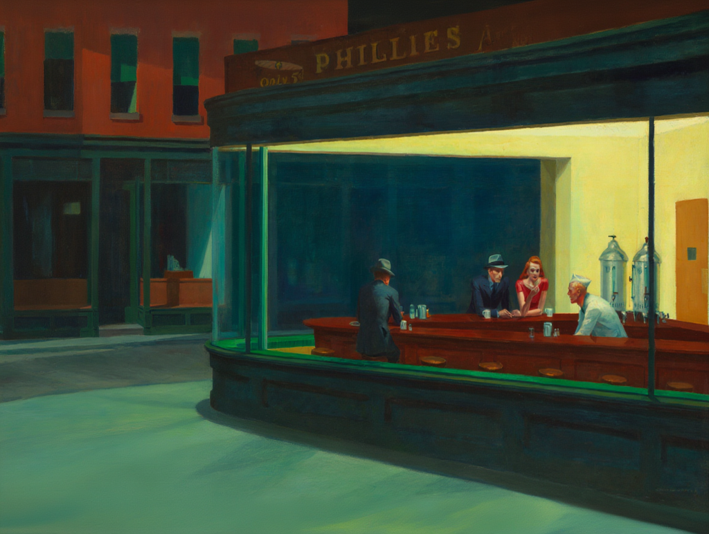 Edward Hopper – Nighthawks, 1942 – American Realist Art Print | Iconic Modernist Wall Decor