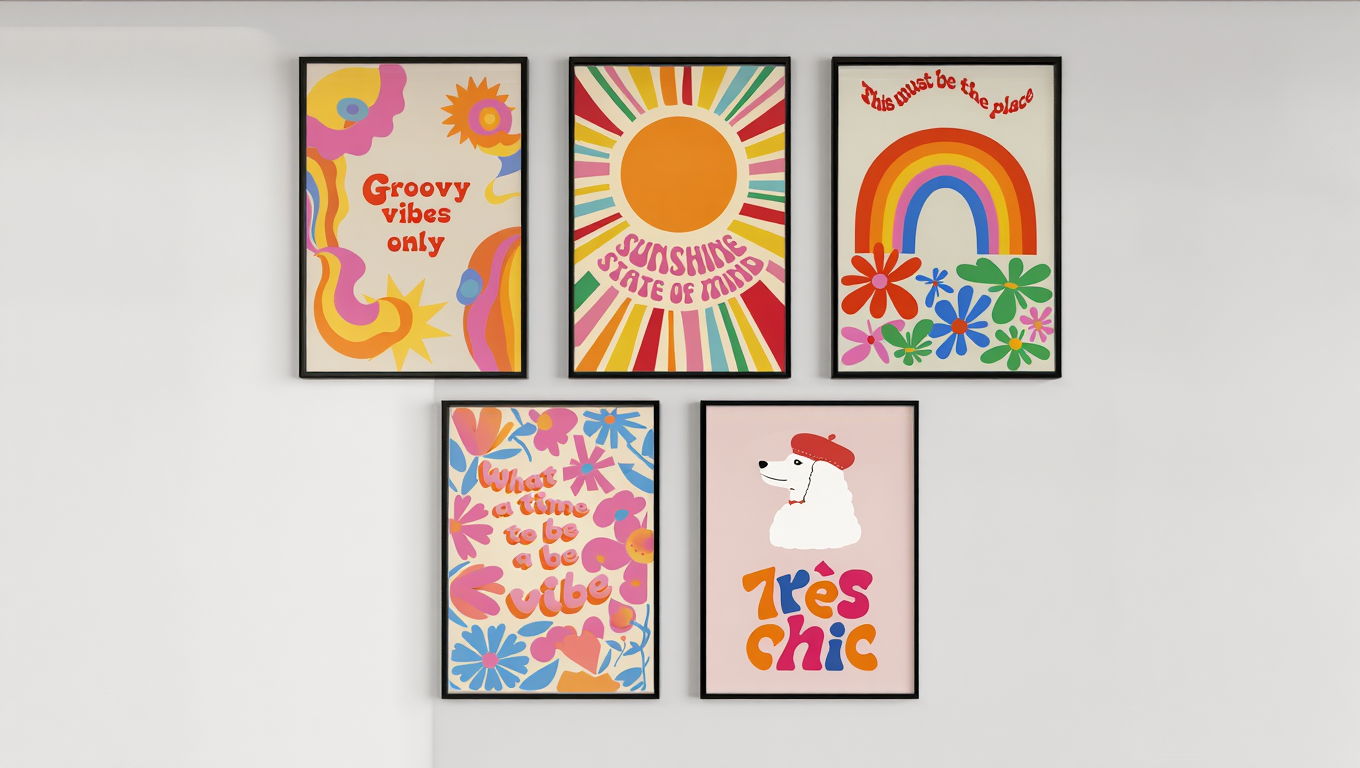 Retro Gallery Wall – Funny Colorful Dog Quotes Set