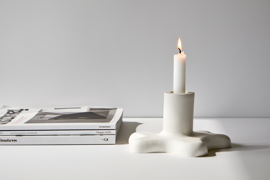 Minimalist Flower Shaped Plaster Candle Holder – White Cream  Home Decor