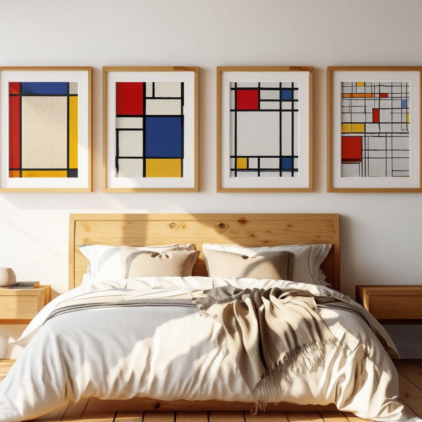Piet Mondrian 4-Print Collection – Geometric Masterpieces