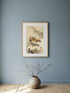Mandarin Ducks in Snow – Ohara Koson Poster | Japanese Nature Art Print - Hakyarts
