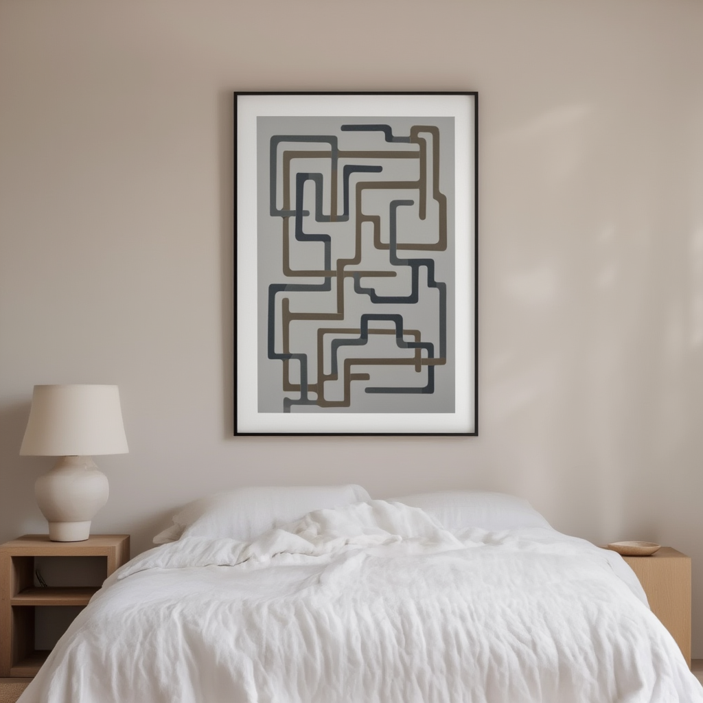 Angular Harmony – Geometric Abstract Art Print - Hakyarts