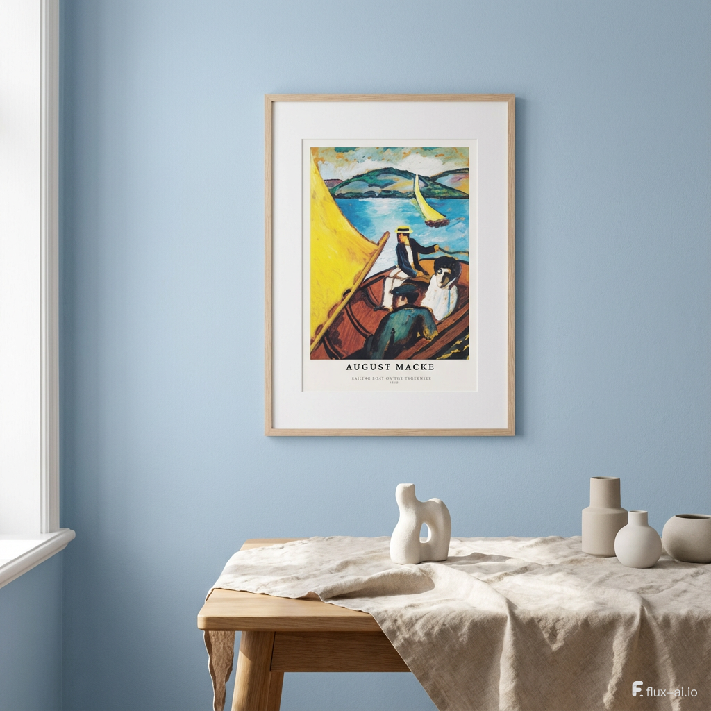 August Macke – Sailing Boat on the Tegernsee - Vibrant Expressionist Landscape Print