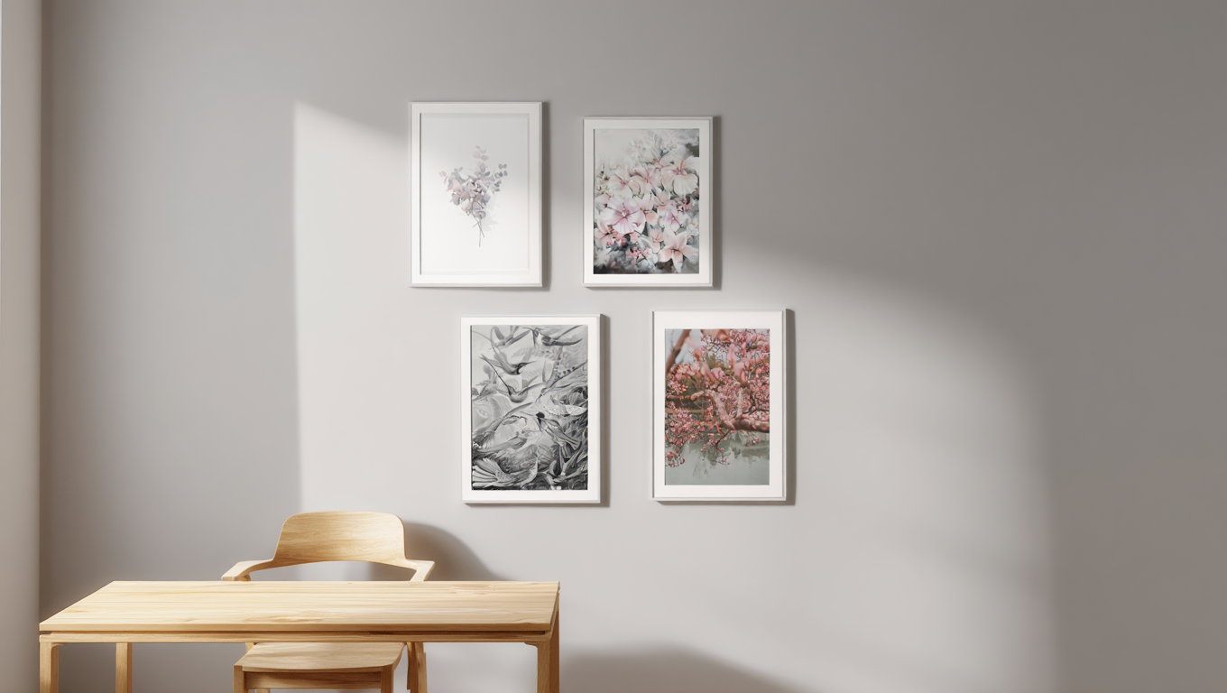 Timeless Blooms – 4-Piece Vintage Minimalist Wall Art Set