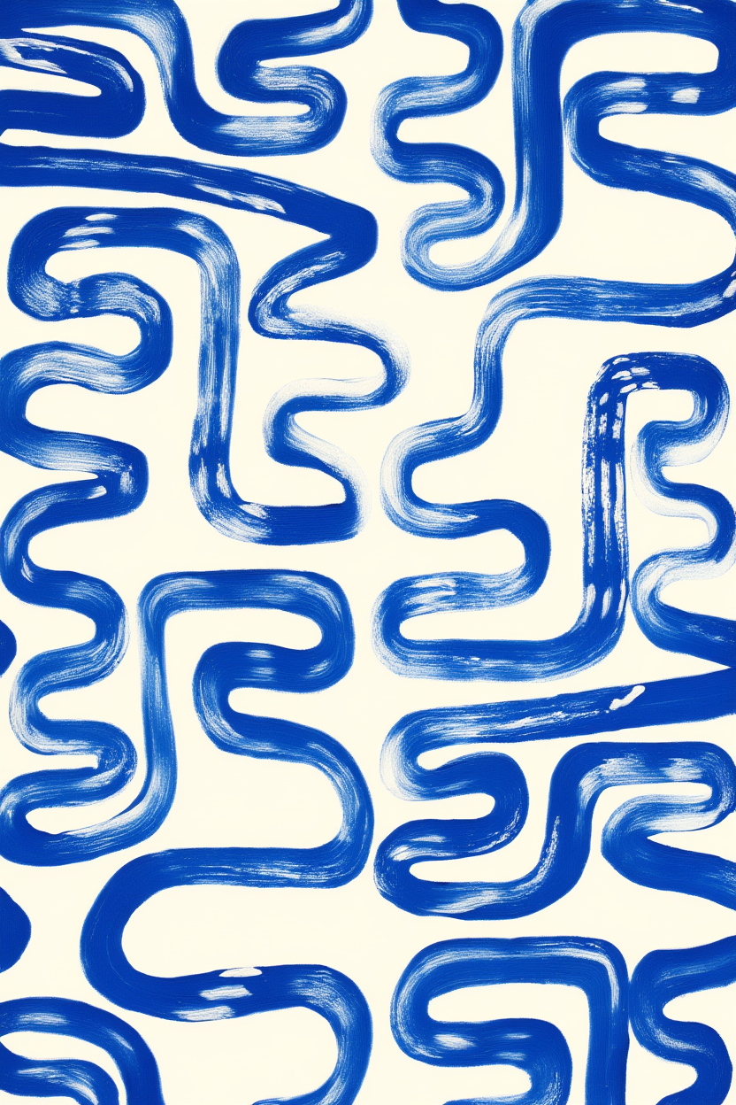 Set of 3 Modern Wall Art Prints - Geometric Blue Abstract