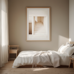 White Stairs Poster | Minimalist Architectural Wall Art Print - Hakyarts
