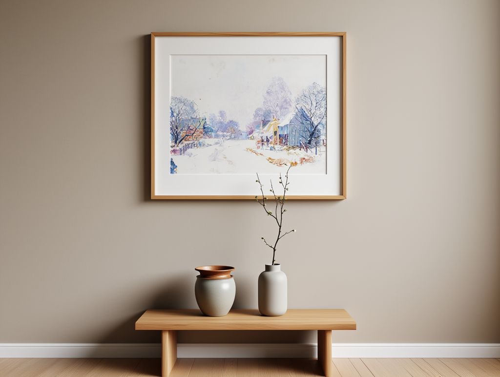 Ferme du comté de Brown en hiver (1920) par Edward K. Williams – Impression d'art vintage de paysage hivernal américain