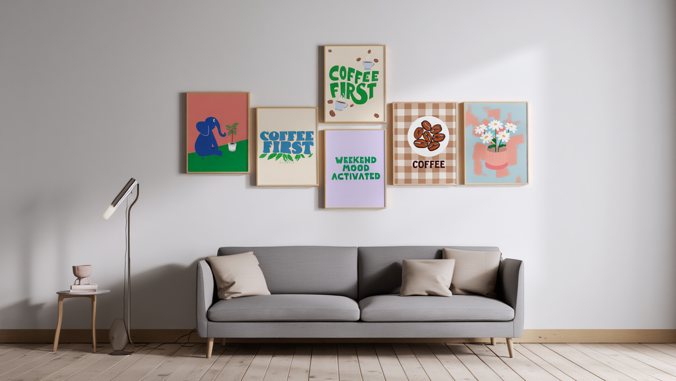 Colourful Electric Green – Weekend Mood Coffee 5-Prints